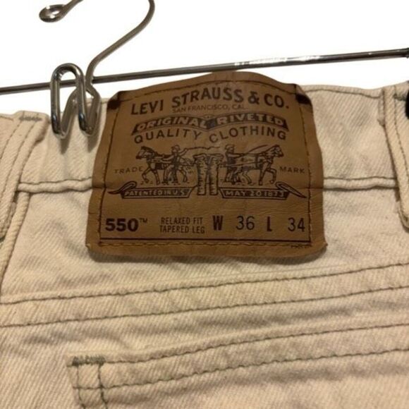 Levi’s 550 Relaxed Fit Tapered Leg Size 36x35 Orange Tab Tan Jeans *Read* - Picture 4 of 5